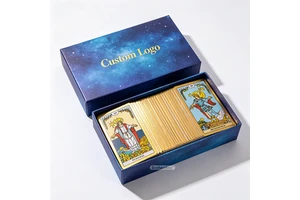 Premium High Aesthetic Celestial Gold Foil Matte Finish With Guidebook Set For Beginners And Oracles Tarot Card