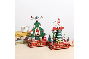New Christmas Wooden Scene Decorative Crafts with Music Box for Christmas Children's Gifts