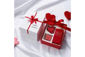 Customizable Romantic Valentine's Day Gift Set Rigid Boxes Stamping Embossing Chocolates Perfume Jewelry-Personalized Design