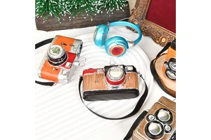Customizable Glass Christmas Tree Ornament Camera Christmas Ornaments Gift Factory Direct
