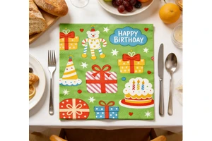 Lovely Pattern Birthday Party Paper Napkins for Kids & Adults Celebration Soft Paper Napkins for Birthday Dinner & Cake Table