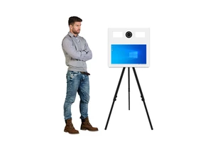 21.5 Inch Instant Printing Box Photo Booth Compatible with DSLR Camera Smartphones Metal & Glass Construction for Party Events