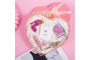 Valentine's Day & Birthday Creative Trend Style Paper Perfume Lip Glaze Brooch Earrings Jewelry Creative Gift Set Girlfriend