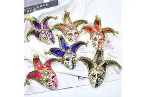 Mardi Gras Carnival Venice Mini Prop New Clown Full Face Masquerade Mask Fridge Magnet Small Mask Promotional Party Supply