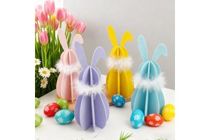 2026 New Trendy Easter Wooden DIY Bunny Kit Modern and Simple Style Colorful Assembly Toy for Kids Craft Gift and Holiday Decor