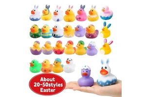 Customized Batch Print PVC Easter Rubber Duck Form Bathtub Bath Toys with Pattern Designs Applied