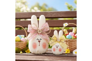 Wholesale Hot-selling New Product: Fabric Stuffed Cotton Rabbit Easter Ornament Easter Party Holiday Home Tray Decor