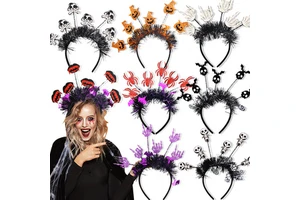 Scary Halloween Headband with Pumpkin and Hairy Spider for Adults Kids Costume Accessories and Trick or Treat Themed Parties