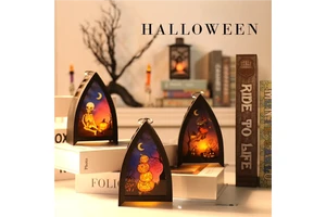 Fashion Halloween Decorative Electronic Candlestick Lights Cross-Border LED Pumpkin Lanterns Durable Hanging Items & Props