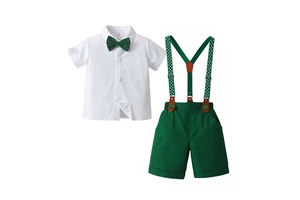 Children's Clothing First-Hand Supply Summer Children's Suit Baby Clothes Strap British Gentleman Boys' Christmas Clothes Sets
