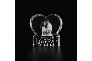 Personalized 3D Laser Crystal Photo Frame Custom Picture Anniversary Gift for Couple Home Table Decoration