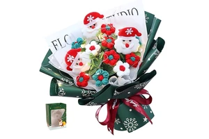 Hot Sale Christmas Novelty Products Decoration Ornaments Gift Set Ideas Handmade Knitting Crochet Flower Christmas 2024