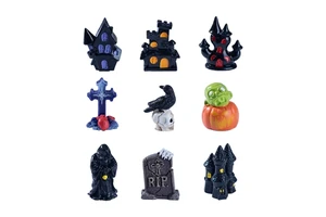 weij cross-border new products: halloween castle cross crow doll diy decorative hanging accessories, landscape small ornam