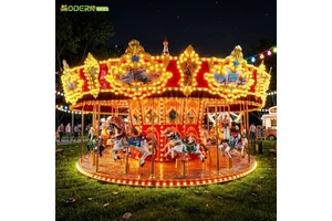 24 Seats Top-Drive Engine Carousel Carnival Ride Merry Go Round Fairground Attraction Carrusel Manege Karussell