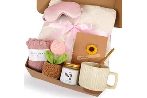 Unique Self Care Gift Basket Custom Logo Women Gift Set Promotion Mother's Day Rose Flower Candles Blanket Mug Gift Sets for Mom