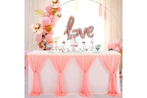 Rainbow Pink Disposable Tu Tu Table Skirts for Adults Wholesale Square Tablecloth Party Supplies for Birthday Parties