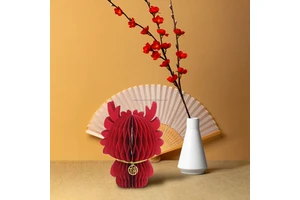 Chinese New Year 2024 Products Honeycomb Paper Ornament Red Dragon Decorations for Home