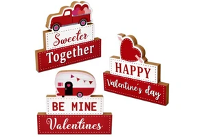 Party Decoration-Valentine's Day Wooden Dining Table Heart-shaped Decoration for Home Tabletop Bookshelf,gift for Valentine'sDay