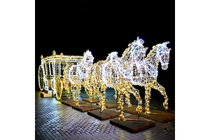 3D Horse Cart Light Sculpture Outdoor Park Garden Plaza Holiday Theme Decoration Lighting Display