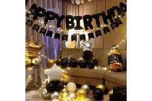 Theme Party Adult Birthday Round Aluminum Film Balloon Set Creative Letter Background Wall Scene Layout Decoration Supplies