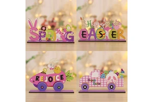 Cross-border New Wooden Creative DIY Easter Egg Rabbit Desktop Ornaments Thanksgiving Decorations