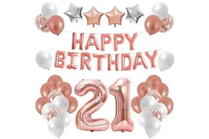 Rose Gold Happy Birthday Balloons Kids Adults Birthday Party Supplies Layout Anniversary Decoration Foil Latex Balloons