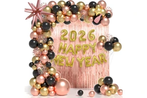 Bestselling 2026 New Year's Party Balloon Decorations Happy New Year Pink Theme Party Supplies