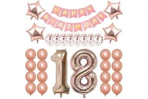 Adult Rose Gold Latex Balloons Set Happy Birthday Decorations for 18th Birthday Party Party Favors & Decorations