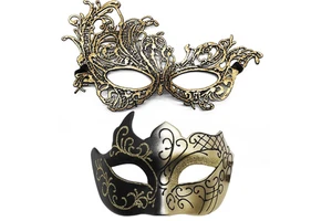 Wholesale Vintage Venetian Greek Roman Party Masks Mardi Gras Masquerade Silver Red Gold Black Light PVC Silk Face Halloween