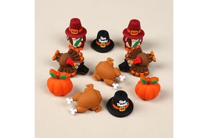 New Arrival Thanksgiving Turkey 3D Silicone Resin Beads Straight Hole DIY Children's Necklace Decorations Rubber Products