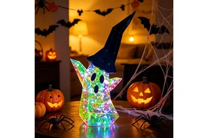 Iridescent Halloween Ghost LED Light Prismatic Holographic Spooky Party Supplies Luminous Eco-friendly USB Powered Dimmable Home