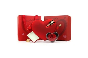 Valentines Day Gift Red Pink Heart Rose Gift Box Open Window Preserved Forever Everlasting Rose Pendant Necklace Ring