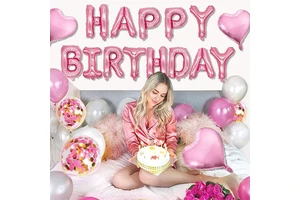New Rose Gold Confetti Adult Balloons Supplies Disposable Paper Birthday Party Decorations Happy Birthday Balloon Set Letter