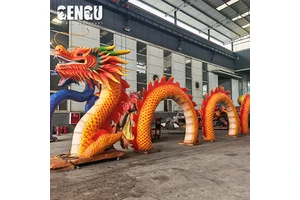 Custom Chinese Loong Arch Tunnel Sculpture Outdoor Life Size Mythical Dragon Walk-Through Pathway For Festival Event Display