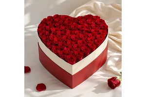 Valentines Day Heart Shape Flower Box Custom Logo Art Paper UV Coating Rigid Gift Box For Red Roses