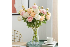 Wholesale High Quality Silk Plant Artificial 3-heads Rose Flowers for New Year Wedding Background Wall Arrangement Decoration