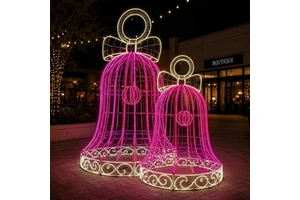 OBBO 3D LED Double Bell Motif Sculpture Christmas Outdoor Waterproof Commercial Grade Holiday Display Wholesale