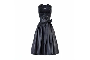 High Quality Satin Polyester Dirndl Dress Black Oktoberfest Bavarian Traditional Long Dirndls German Dirndls Bavarian Women's