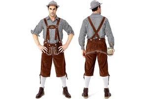 3pcs/set Adult Oktoberfest Lederhosen Costume Bavarian Octoberfest German Festival Beer Male Cosplay for Halloween TV Movie