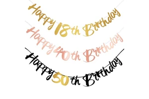 Wholesale Birthday Party Supplies Happy Birthday Bunting Banner for 16 18 21 30 40 50 Years Birthday Party Decoration
