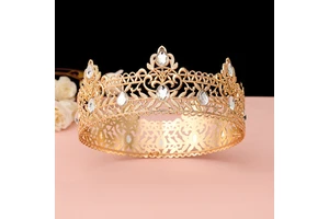 Fancy Day King Crowns for Men Royal Crown with Red Rhinestone, Birthday Gift for Men Wedding Cosplay Homecoming Prom Party Decor