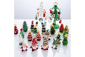 Christmas Glass Ornaments Lampworking Christmas Tree Santa Claus Creative Home Cartoon Mini Desktop And Car Decorations