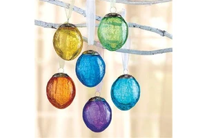 Vintage Cracked Glass Easter Eggs Ornaments