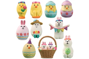 Kid Easter for Resin Home Decore Holiday Gift Egg Gardener Cat Spring Sleep Travel Doll Easter Bunny of Easter Decoration