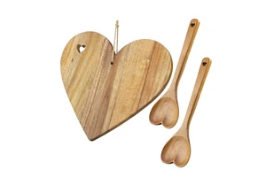 Valentine's Day Acacia Wood Mini Charcuterie Board Cutting Wooden Heart Cutting Boards And Wooden Spoons