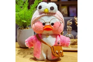 Lalafanfan Cafe Mimi Duck Plush Toy Cute Soft Stuffed Animal Cartoon Bird Headband Washed Stress Relief Gift for Kids Birthday