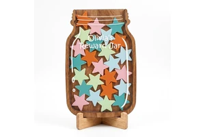 Custom Personalized PlyWood Multifunction Classroom Reward Jar Carved Flower Star Dinosaur Tokens Christmas Gift