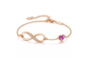 Wholesale Mother's Day Gift Anniversary Birthday Jewelry Couples Heart Birthstone Charm Link Bracelet Adjustable Bracelet