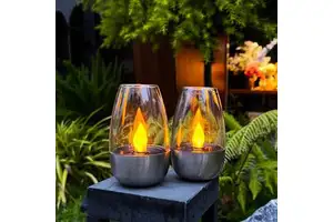 Solar LED Candle Lights With Flickering Flame Effect Waterproof Plastic Lanterns For Outdoor Garden Patio Balcony Wedding Home