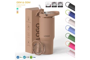 Custom Logo 20oz 24oz 32oz 40oz Flip Straw Tumbler Portable Travel Mug Stainless Steel Vaccum Insulated Tumbler With Handle